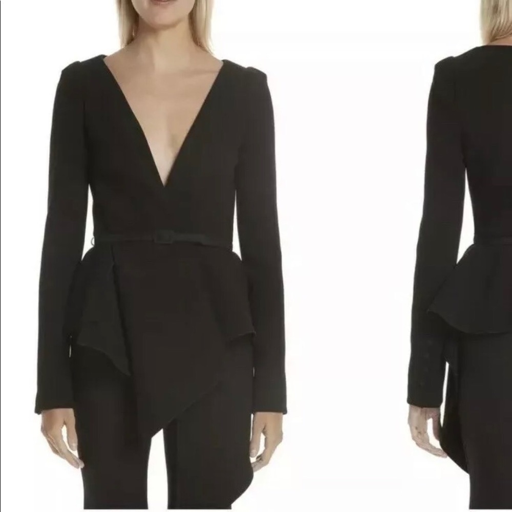 Oscar De La Renta black peplum top size 6